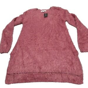 Jack by BB Dakota Sweater Womens Large Mauve Pink V-Neck Fuzzy Pullover NEW